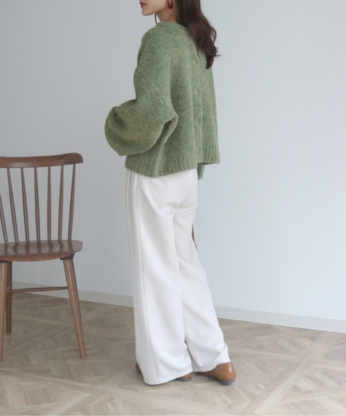 HER CLOSET（ハークローゼット）の「【shemoshelly】アルパカMIXヤーンボリューム袖2WAYカーディガン（カーディガン/ボレロ・レディース・ホワイト/ライトブルー/ベージュ/レッド/グリーン・M）」の7枚目の写真