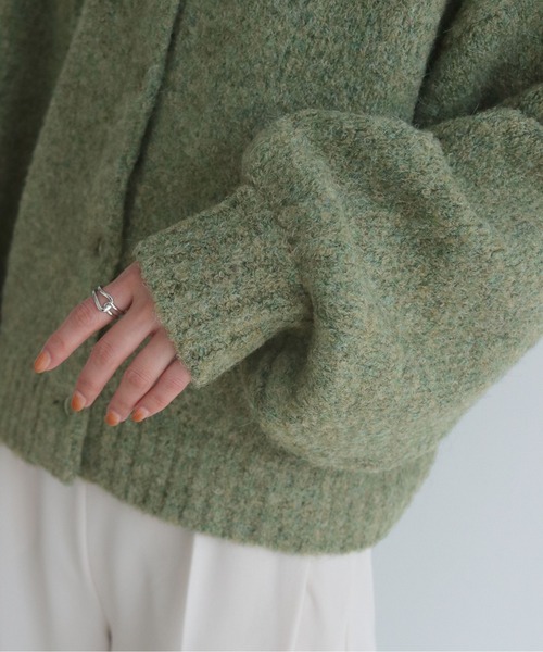 HER CLOSET（ハークローゼット）の「【shemoshelly】アルパカMIXヤーンボリューム袖2WAYカーディガン（カーディガン/ボレロ・レディース・ホワイト/ライトブルー/ベージュ/レッド/グリーン・M）」の19枚目の写真