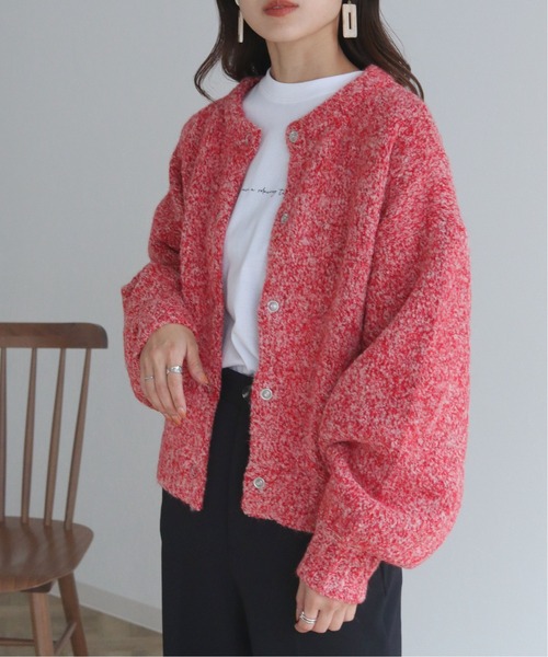 HER CLOSET（ハークローゼット）の「【shemoshelly】アルパカMIXヤーンボリューム袖2WAYカーディガン（カーディガン/ボレロ・レディース・ホワイト/ライトブルー/ベージュ/レッド/グリーン・M）」の15枚目の写真