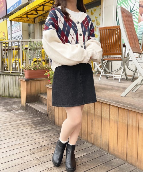 apres jour（アプレジュール）の「アーガイルVカーディガン【ZOZOTOWN限定アイテム】（カーディガン/ボレロ・レディース・アイボリー/ボルドー/モカ・フリー/X-LARGE）」の12枚目の写真