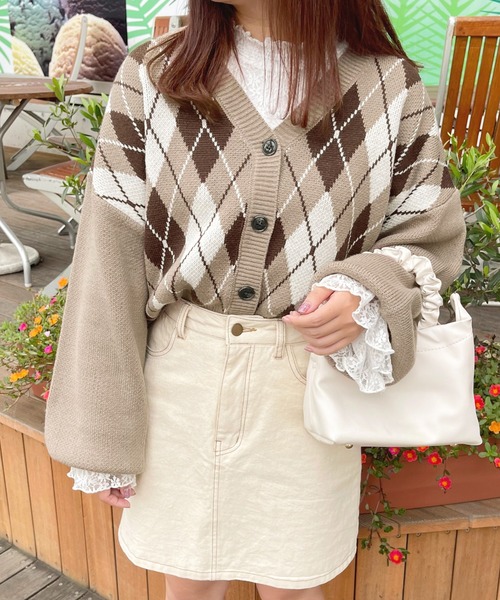 apres jour（アプレジュール）の「アーガイルVカーディガン【ZOZOTOWN限定アイテム】（カーディガン/ボレロ・レディース・アイボリー/ボルドー/モカ・フリー/X-LARGE）」の16枚目の写真
