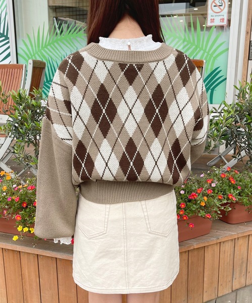 apres jour（アプレジュール）の「アーガイルVカーディガン【ZOZOTOWN限定アイテム】（カーディガン/ボレロ・レディース・アイボリー/ボルドー/モカ・フリー/X-LARGE）」の22枚目の写真