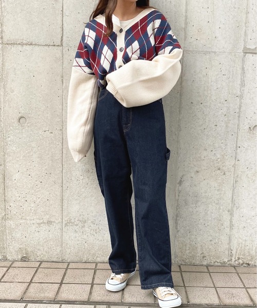 apres jour（アプレジュール）の「アーガイルVカーディガン【ZOZOTOWN限定アイテム】（カーディガン/ボレロ・レディース・アイボリー/ボルドー/モカ・フリー/X-LARGE）」の13枚目の写真