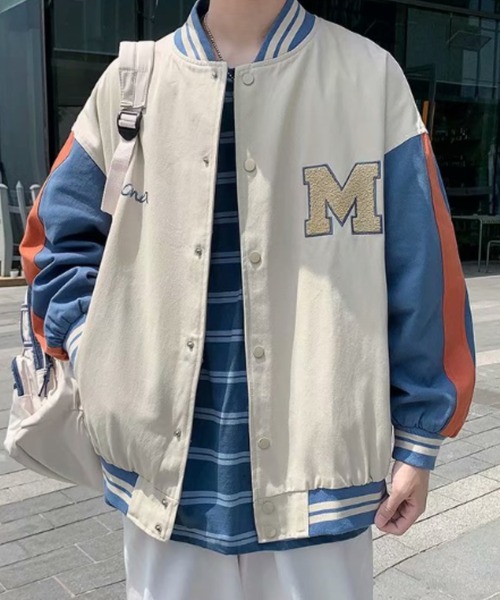 MGV(エムジーヴィー)の「サガラ刺繍オーバーサイズスタジャン(スタジャン・メンズ・ブラック/ベージュ・MEDIUM/LARGE/X-LARGE)」の1枚目の写真