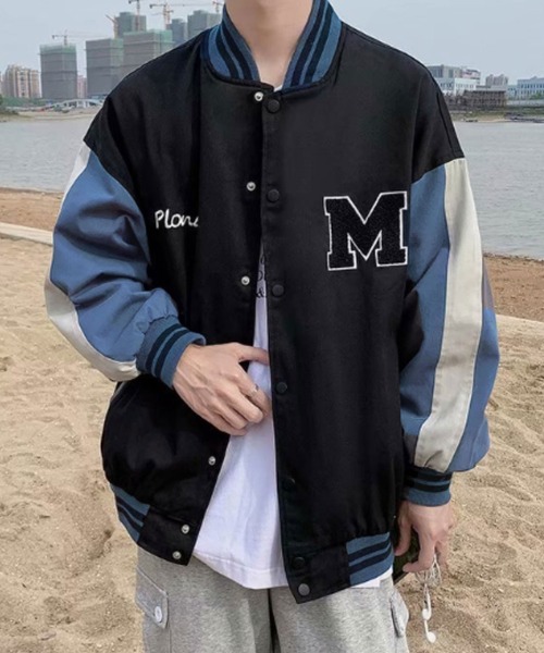 MGV(エムジーヴィー)の「サガラ刺繍オーバーサイズスタジャン(スタジャン・メンズ・ブラック/ベージュ・MEDIUM/LARGE/X-LARGE)」の2枚目の写真