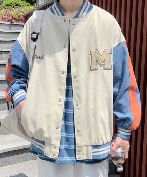 MGV(エムジーヴィー)の「サガラ刺繍オーバーサイズスタジャン(スタジャン・メンズ・ブラック/ベージュ・MEDIUM/LARGE/X-LARGE)」の6枚目の写真