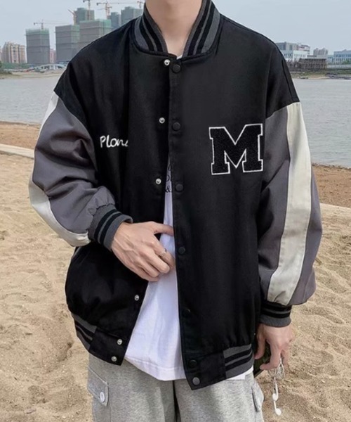 ブラック スタジャン Mサイズ M刺繍 APPLEBUM アップルバム ジャケット