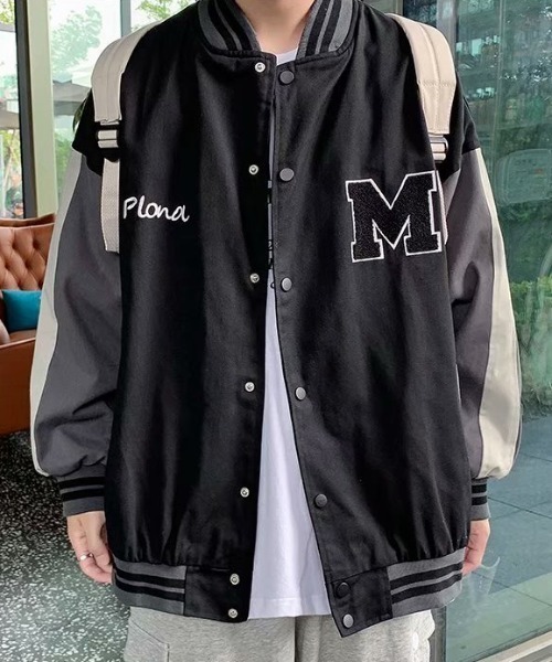 MGV(エムジーヴィー)の「サガラ刺繍オーバーサイズスタジャン(スタジャン・メンズ・ブラック/ベージュ・MEDIUM/LARGE/X-LARGE)」の9枚目の写真