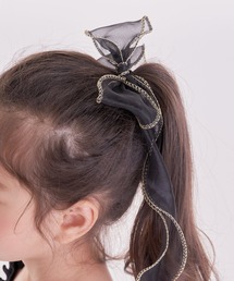 Rora（ローラ）の「ハンク ロングリボン ヘアゴム (3color) 黒 白 ゴールド（ヘアゴム・キッズ）」
