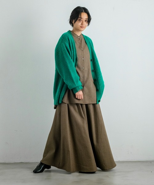 Libra Cue(リブラ キュー)の「モヘアライクリラックスカーディガン(カーディガン/ボレロ・レディース・グリーン/グレー/オレンジ/アイボリー/ブラック・FREE)」の9枚目の写真