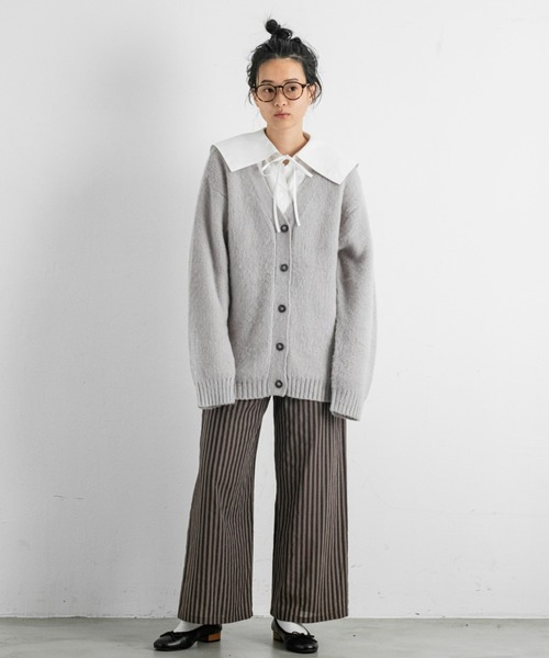 Libra Cue(リブラ キュー)の「モヘアライクリラックスカーディガン(カーディガン/ボレロ・レディース・グリーン/グレー/オレンジ/アイボリー/ブラック・FREE)」の8枚目の写真