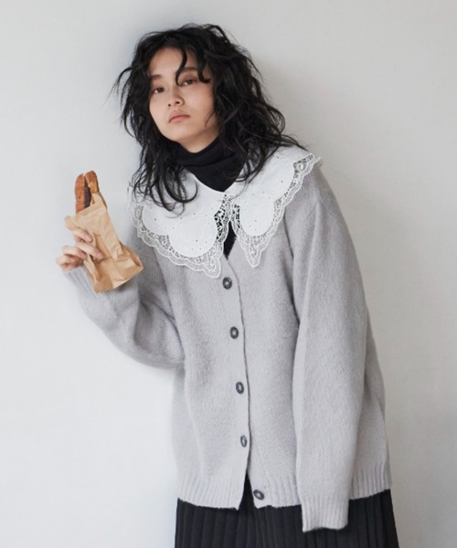 Libra Cue(リブラ キュー)の「モヘアライクリラックスカーディガン(カーディガン/ボレロ・レディース・グリーン/グレー/オレンジ/アイボリー/ブラック・FREE)」の19枚目の写真