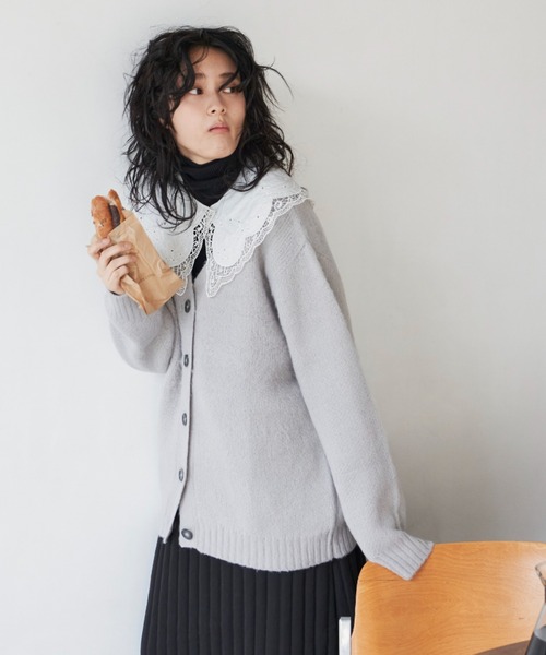 Libra Cue(リブラ キュー)の「モヘアライクリラックスカーディガン(カーディガン/ボレロ・レディース・グリーン/グレー/オレンジ/アイボリー/ブラック・FREE)」の20枚目の写真