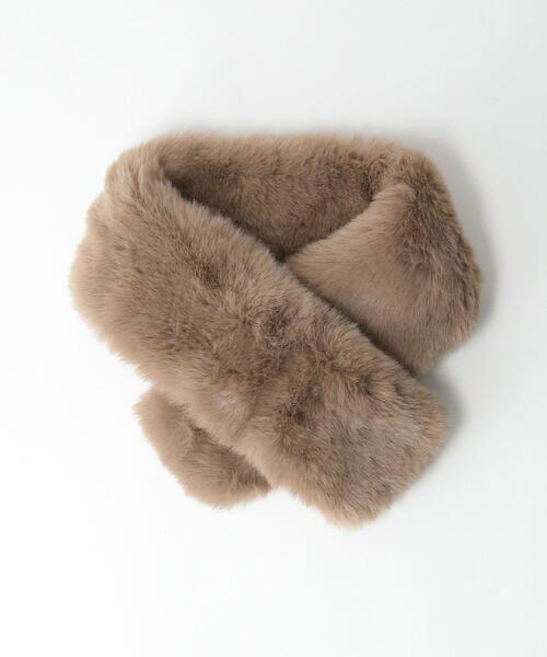closet story（クローゼットストーリー）の「＜closet story（クローゼットストーリー）＞フェイクファー マフラー（マフラー・レディース・グレー/オフホワイト/モカ・FREE）」の3枚目の写真