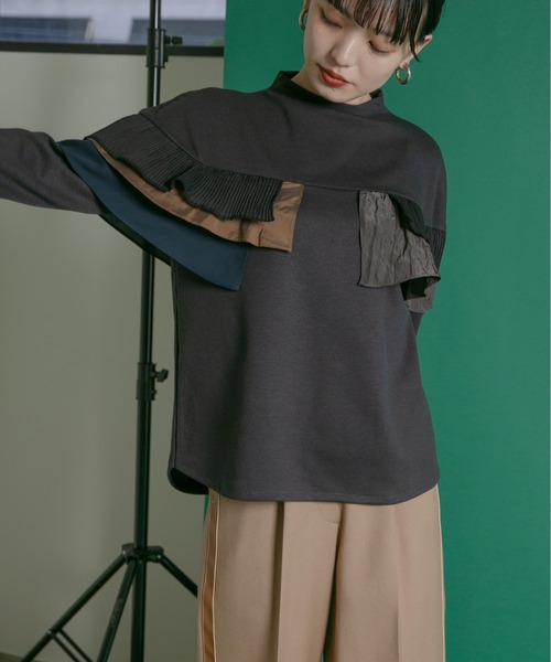 Eimee Law(エイミーロウ)の「ボトルネック フリルショルダーTOPS(Tシャツ/カットソー・レディース・ブラック/チャコールグレー/アイボリー・38)」の20枚目の写真