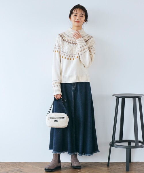 grove（グローブ）の「◆【S-LL】ほっこり球心柄ニットプルオーバー（ニット/セーター・レディース・ブラック/アイボリー・01/02/03/04）」の8枚目の写真