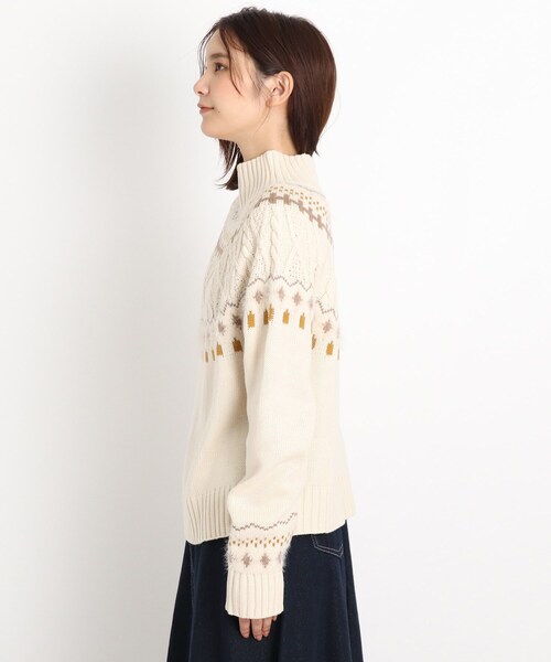 grove（グローブ）の「◆【S-LL】ほっこり球心柄ニットプルオーバー（ニット/セーター・レディース・ブラック/アイボリー・01/02/03/04）」の4枚目の写真