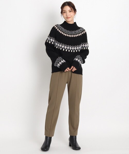 grove（グローブ）の「◆【S-LL】ほっこり球心柄ニットプルオーバー（ニット/セーター・レディース・ブラック/アイボリー・01/02/03/04）」の6枚目の写真