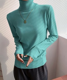 【 17色展開 】長袖タートルネックカラーニット