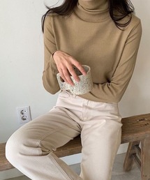【 17色展開 】長袖タートルネックカラーニット