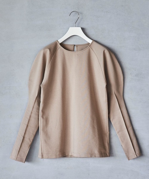 lautreamont BLEUBLANC(ロートレアモンブルーブラン)の「<lautreamont BLEUBLANC>パワショルポンチカットソー≪洗濯機で洗える≫(Tシャツ/カットソー・レディース・ブラック/ベージュ・9号)」の1枚目の写真