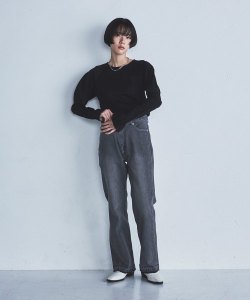 lautreamont BLEUBLANC(ロートレアモンブルーブラン)の「<lautreamont BLEUBLANC>パワショルポンチカットソー≪洗濯機で洗える≫(Tシャツ/カットソー・レディース・ブラック/ベージュ・9号)」の21枚目の写真