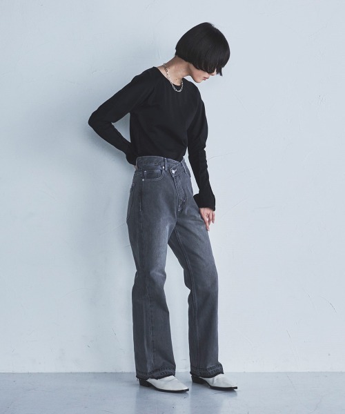 lautreamont BLEUBLANC(ロートレアモンブルーブラン)の「<lautreamont BLEUBLANC>パワショルポンチカットソー≪洗濯機で洗える≫(Tシャツ/カットソー・レディース・ブラック/ベージュ・9号)」の7枚目の写真