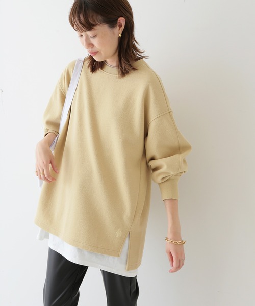 SLOBE IENA（スローブイエナ）の「ダブルフェイスジョーゼットクルーネックプルオーバー【洗濯機使用可能】◆（スウェット・レディース・グレー/イエロー/ナチュラル・FREE）」の3枚目の写真