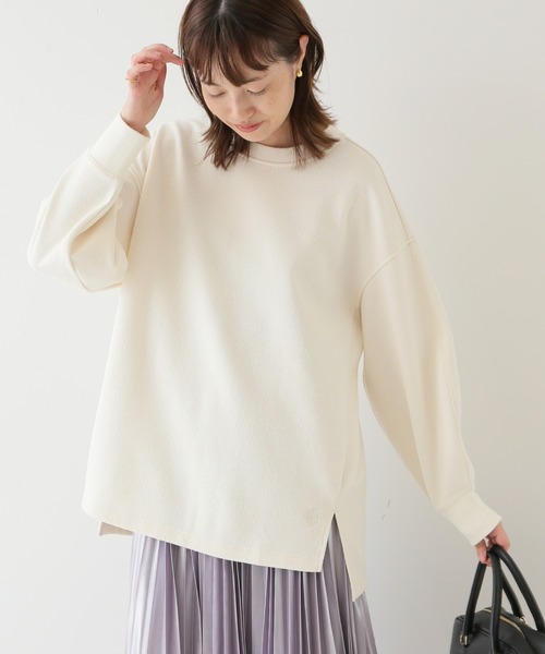 SLOBE IENA（スローブイエナ）の「ダブルフェイスジョーゼットクルーネックプルオーバー【洗濯機使用可能】◆（スウェット・レディース・グレー/イエロー/ナチュラル・FREE）」の4枚目の写真