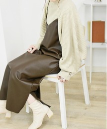 Brownie フェイクレザーキャミワンピ