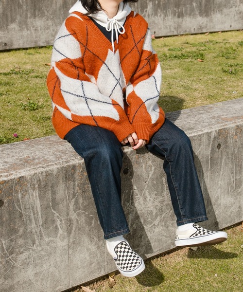 kutir（クティール）の「チェックアソートニット（ニット/セーター・レディース・カーキ/イエロー/オレンジ・FREE）」の17枚目の写真