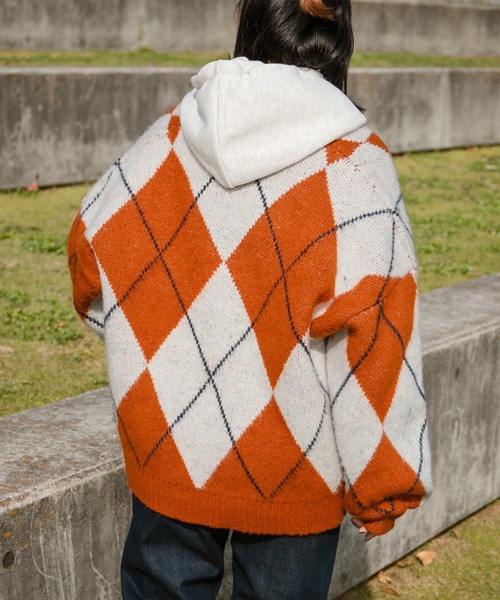 kutir（クティール）の「チェックアソートニット（ニット/セーター・レディース・カーキ/イエロー/オレンジ・FREE）」の4枚目の写真