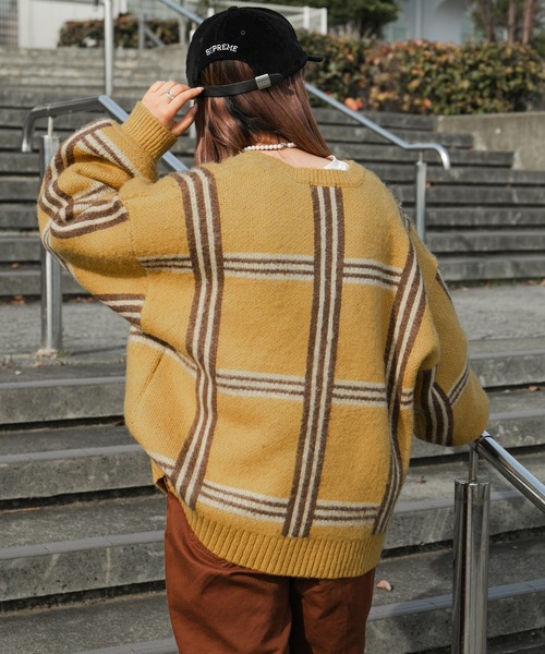 kutir（クティール）の「チェックアソートニット（ニット/セーター・レディース・カーキ/イエロー/オレンジ・FREE）」の15枚目の写真