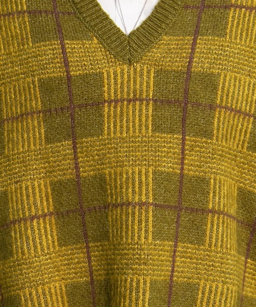 kutir（クティール）の「チェックアソートニット（ニット/セーター・レディース・カーキ/イエロー/オレンジ・FREE）」の6枚目の写真
