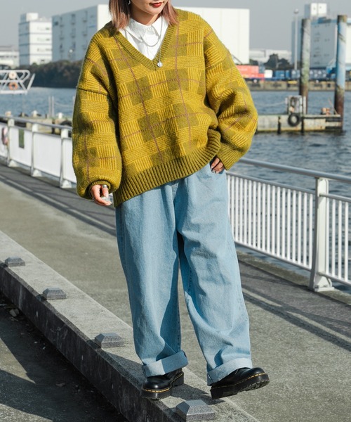 kutir（クティール）の「チェックアソートニット（ニット/セーター・レディース・カーキ/イエロー/オレンジ・FREE）」の14枚目の写真