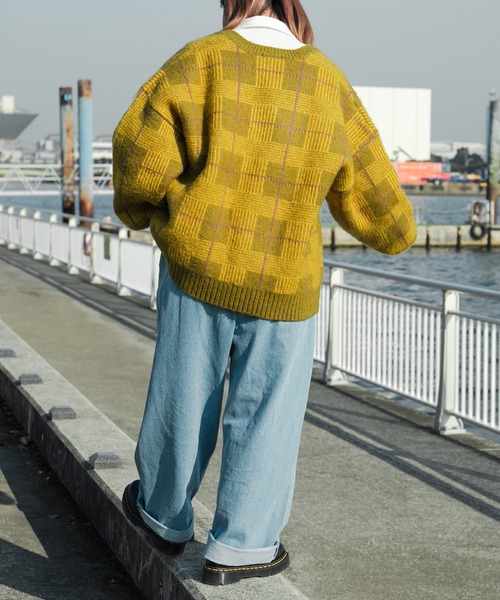 kutir（クティール）の「チェックアソートニット（ニット/セーター・レディース・カーキ/イエロー/オレンジ・FREE）」の9枚目の写真