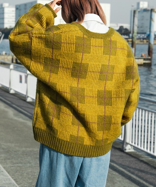 kutir（クティール）の「チェックアソートニット（ニット/セーター・レディース・カーキ/イエロー/オレンジ・FREE）」の11枚目の写真