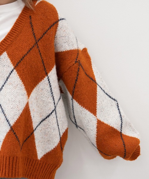 kutir（クティール）の「チェックアソートニット（ニット/セーター・レディース・カーキ/イエロー/オレンジ・FREE）」の22枚目の写真