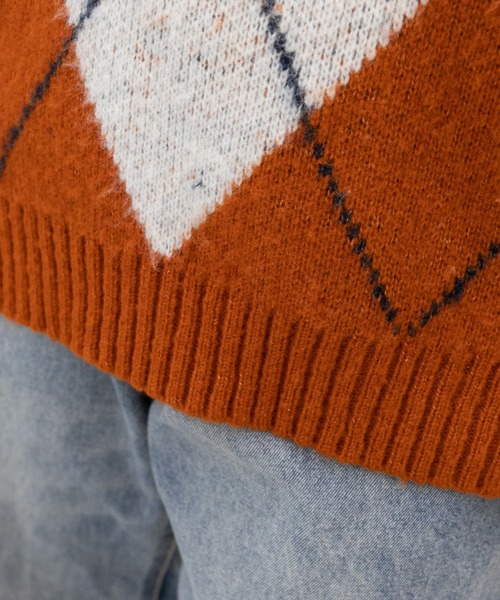 kutir（クティール）の「チェックアソートニット（ニット/セーター・レディース・カーキ/イエロー/オレンジ・FREE）」の12枚目の写真