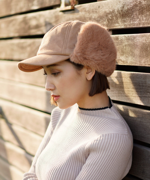 milsa（ミルサ）の「milsa/ミルサ 帽子 スエード イヤーフラップキャップ 118361213（キャップ・メンズ・ベージュ/ブラック/グレー/ブラウン・FREE）」の4枚目の写真