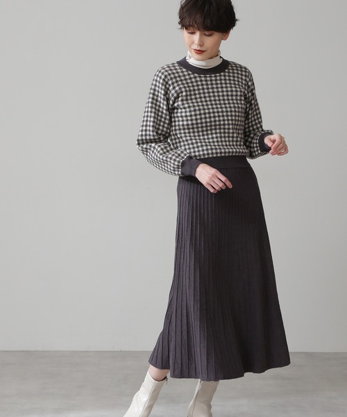 N.（N. Natural Beauty Basic）（エヌエヌナチュラルビューティーベーシック）の「ジャガードニットセットアップ（ワンピース・レディース・グリーン系その他2/グレー系その他・MEDIUM）」の2枚目の写真