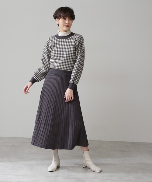 N.（N. Natural Beauty Basic）（エヌエヌナチュラルビューティーベーシック）の「ジャガードニットセットアップ（ワンピース・レディース・グリーン系その他2/グレー系その他・MEDIUM）」の5枚目の写真