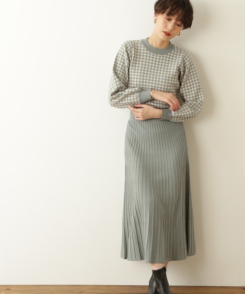 N.（N. Natural Beauty Basic）（エヌエヌナチュラルビューティーベーシック）の「ジャガードニットセットアップ（ワンピース・レディース・グリーン系その他2/グレー系その他・MEDIUM）」の8枚目の写真
