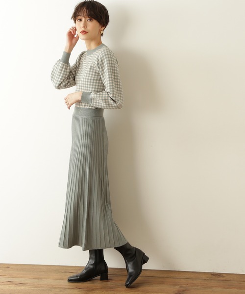 N.（N. Natural Beauty Basic）（エヌエヌナチュラルビューティーベーシック）の「ジャガードニットセットアップ（ワンピース・レディース・グリーン系その他2/グレー系その他・MEDIUM）」の9枚目の写真