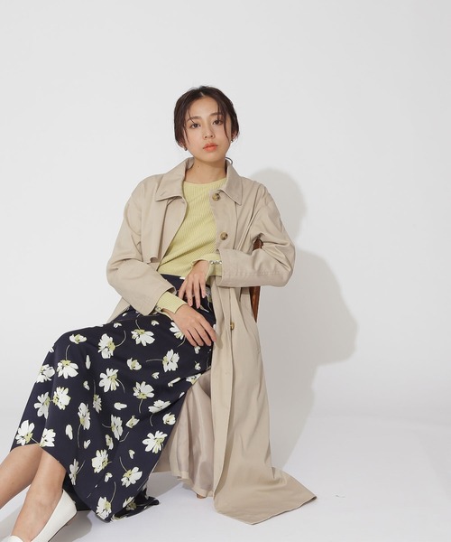 NATURAL BEAUTY BASIC（ナチュラルビューティーベーシック）の「スタンドネックコート（ステンカラーコート・レディース・オレンジ/ベージュ/ブルー・MEDIUM/SMALL）」の18枚目の写真