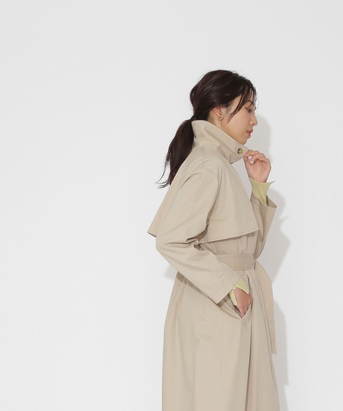 NATURAL BEAUTY BASIC（ナチュラルビューティーベーシック）の「スタンドネックコート（ステンカラーコート・レディース・オレンジ/ベージュ/ブルー・MEDIUM/SMALL）」の11枚目の写真