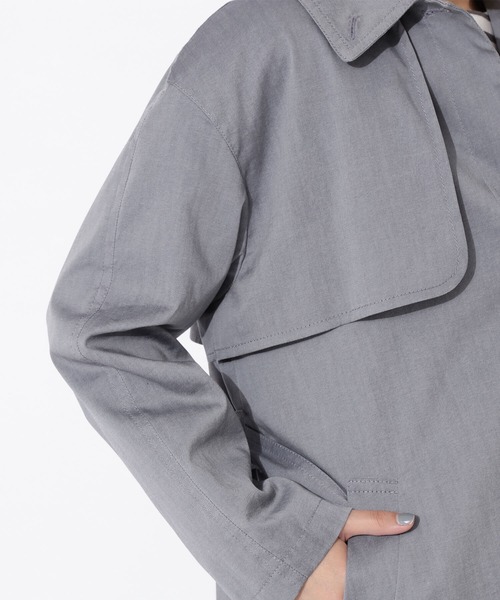 NATURAL BEAUTY BASIC（ナチュラルビューティーベーシック）の「スタンドネックコート（ステンカラーコート・レディース・オレンジ/ベージュ/ブルー・MEDIUM/SMALL）」の6枚目の写真