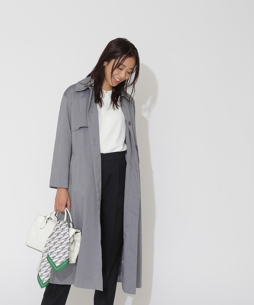 NATURAL BEAUTY BASIC（ナチュラルビューティーベーシック）の「スタンドネックコート（ステンカラーコート・レディース・オレンジ/ベージュ/ブルー・MEDIUM/SMALL）」の7枚目の写真