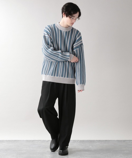 RAGEBLUE(レイジブルー)の「レトロストライプニットクルー/264554(ニット/セーター・メンズ・ブルー/ネイビー・MEDIUM/LARGE)」の11枚目の写真