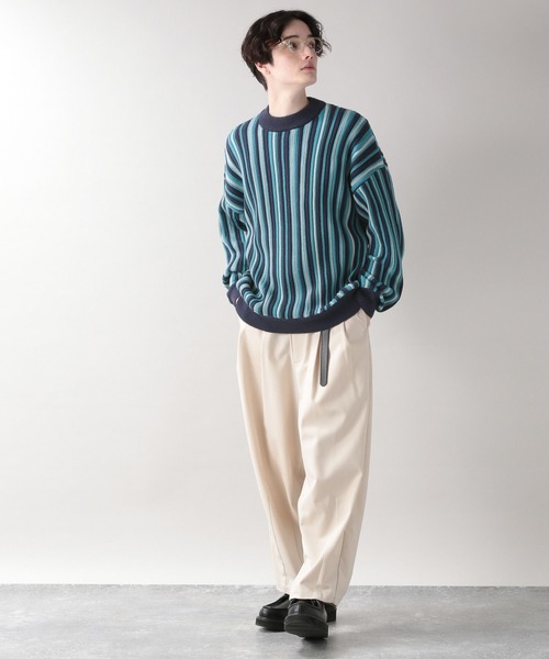 RAGEBLUE(レイジブルー)の「レトロストライプニットクルー/264554(ニット/セーター・メンズ・ブルー/ネイビー・MEDIUM/LARGE)」の5枚目の写真